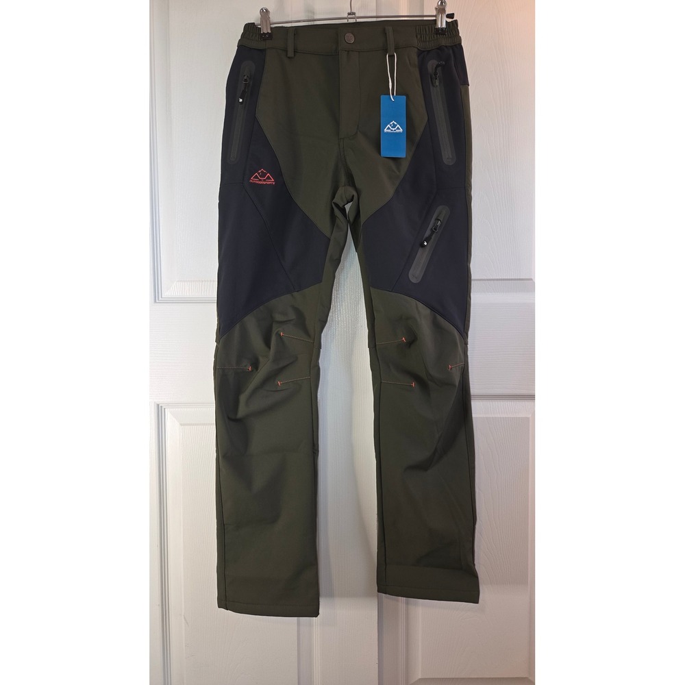 Outdoor Sports Women Olive Green Fleece Lined Hiking Pants Softshell Small NEW